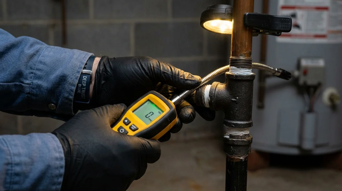 Gas leak detection with electronic sniffer by Johns Plumbing LLC in Johnson