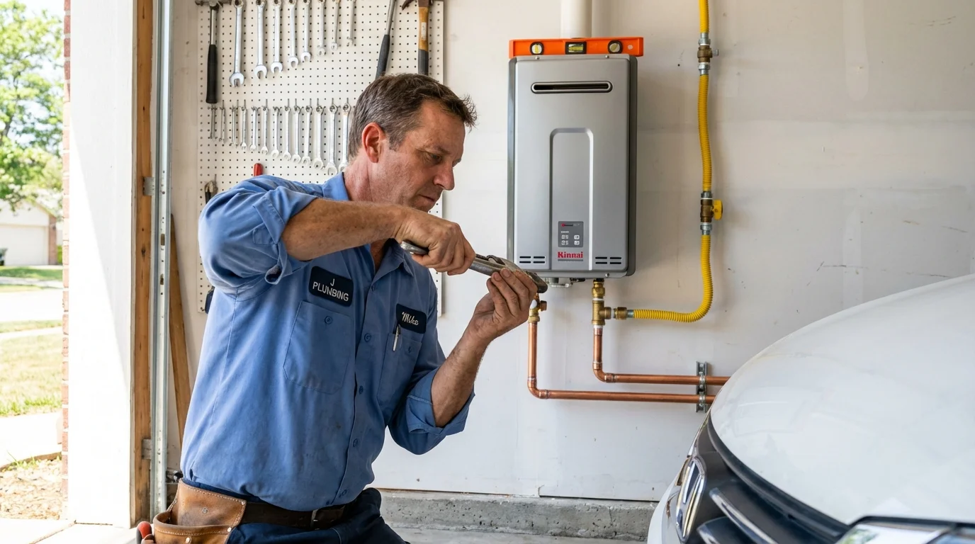 Tankless water heater installation by a Johns Plumbing LLC plumber in Johnson